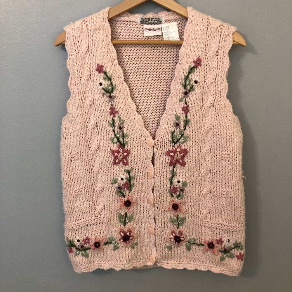 Vintage Bobbie Brooks Knitted By Hand Pink Vest